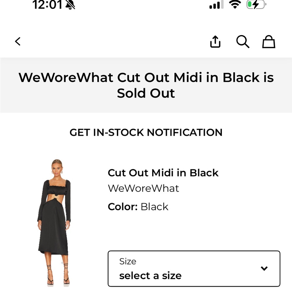 WeWoreWhat Black Long-Sleeve Cut-Out Midi Dress